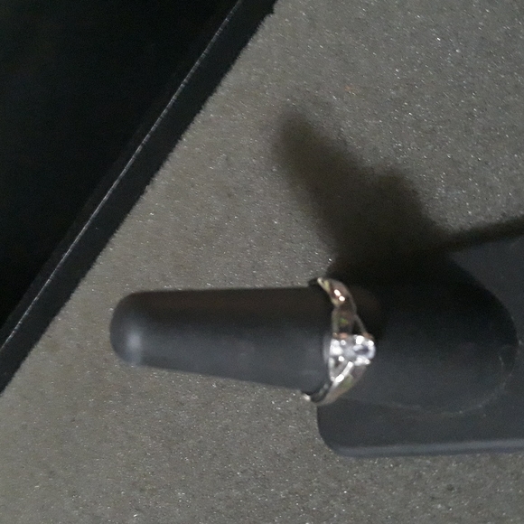 Sterling Silver lab opal/clear cz ring sz 7 - Picture 2 of 9